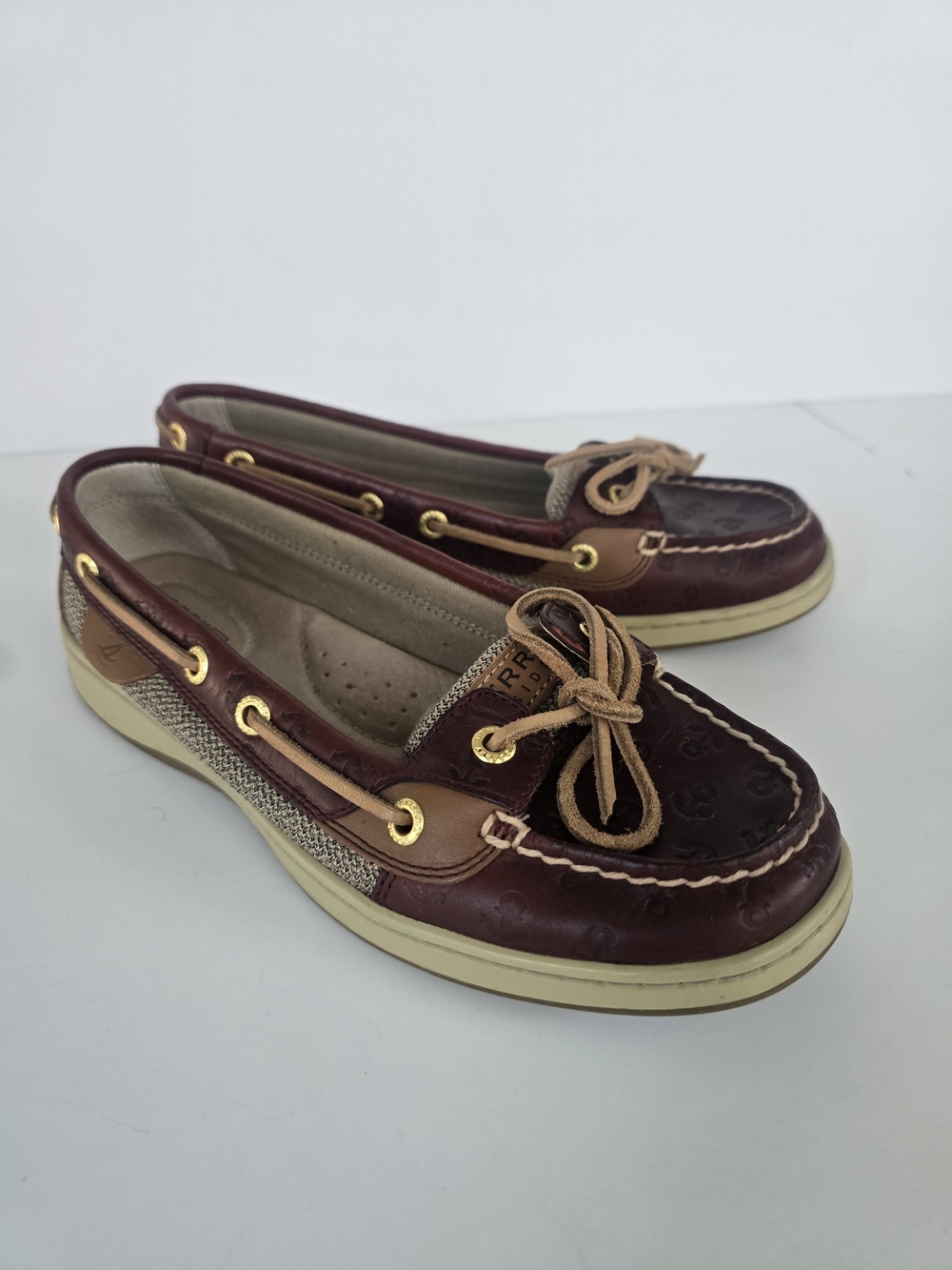 Sperry Burgundy and Tan Women’s Leather Boat Shoes